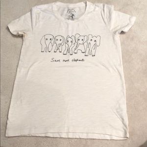 J Crew white elephant cotton tshirt